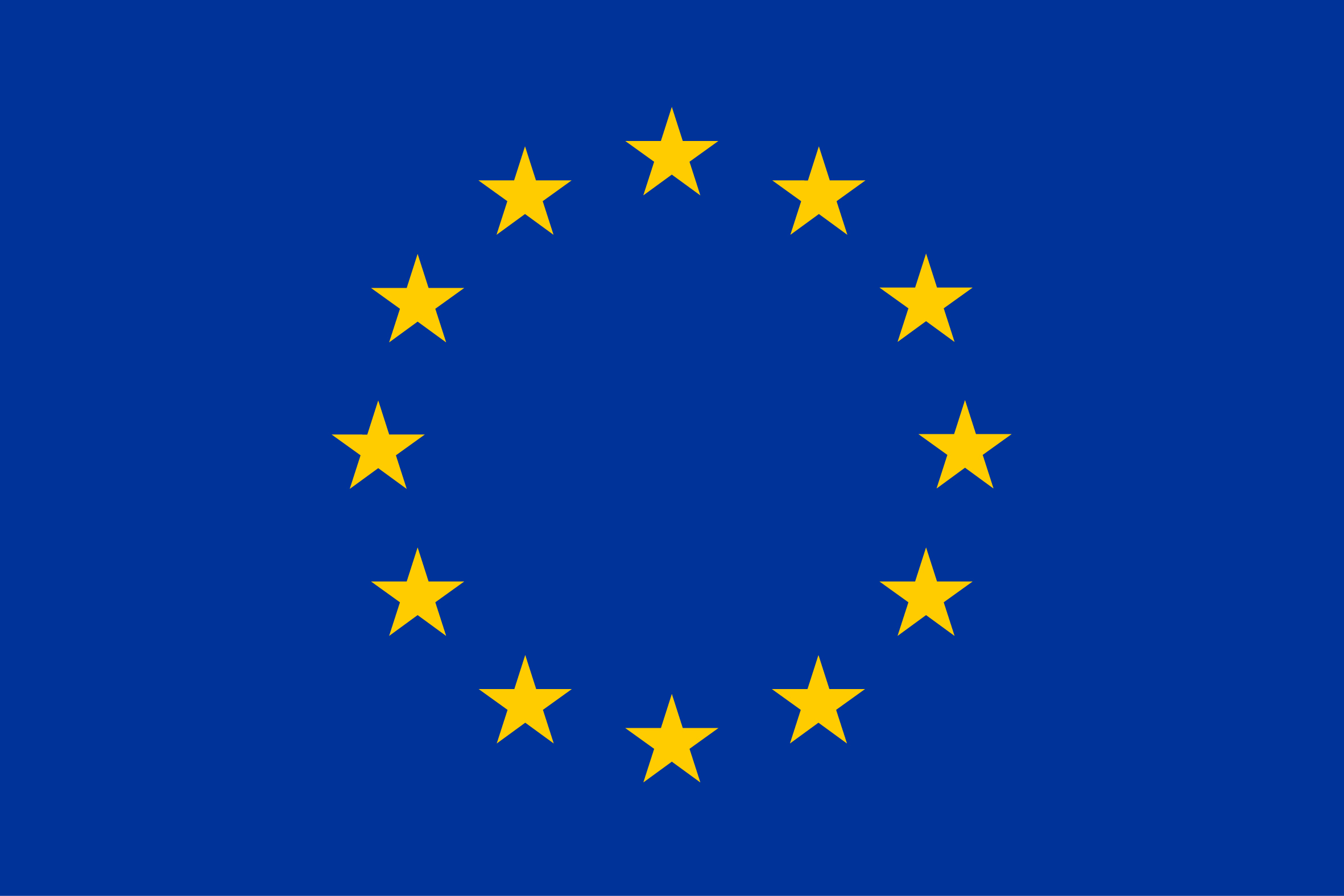 The EU-flag with yellow stars on a blue background