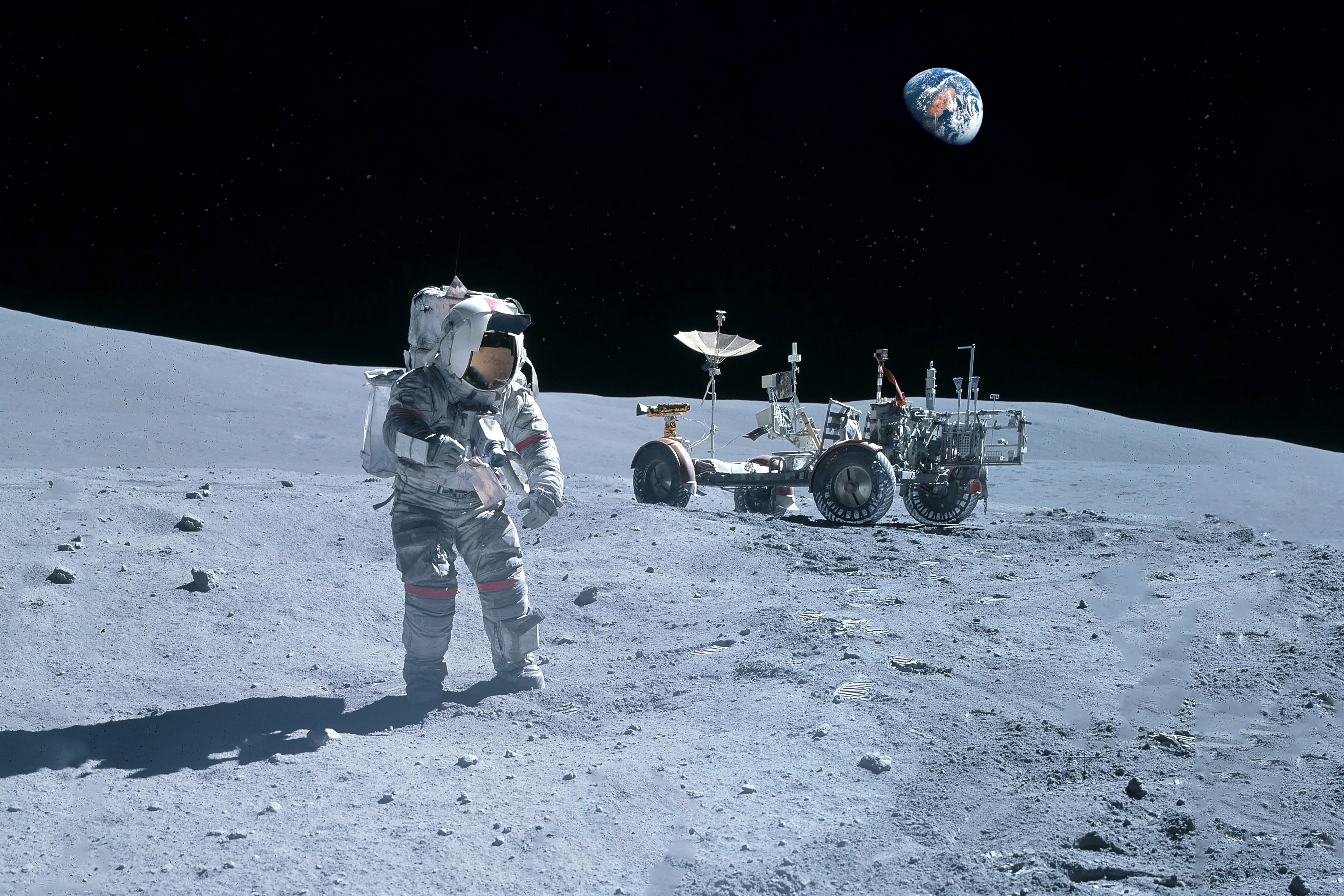 Astronaut in space on moon surface